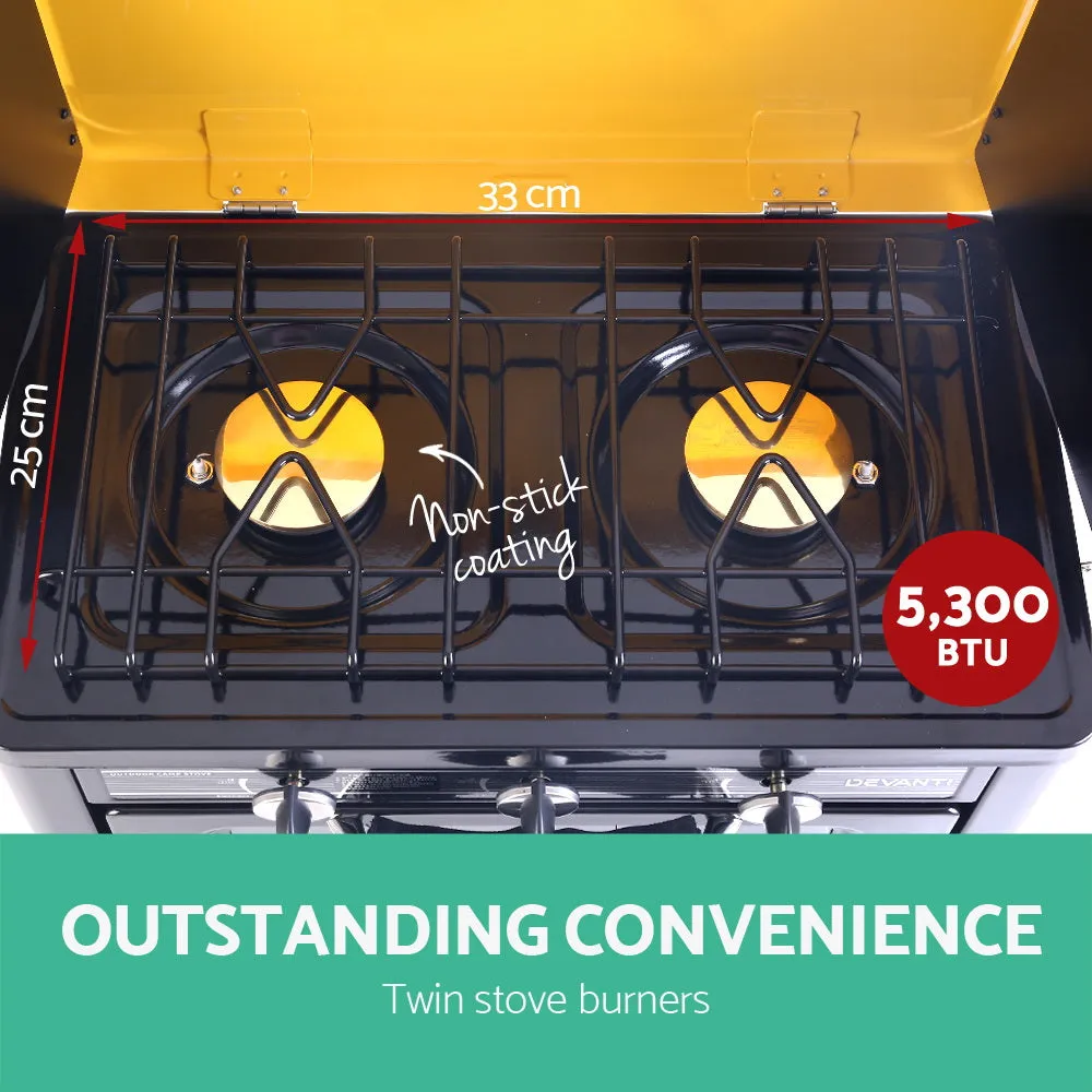 Portable Oven 3-Burner, Black/Yellow