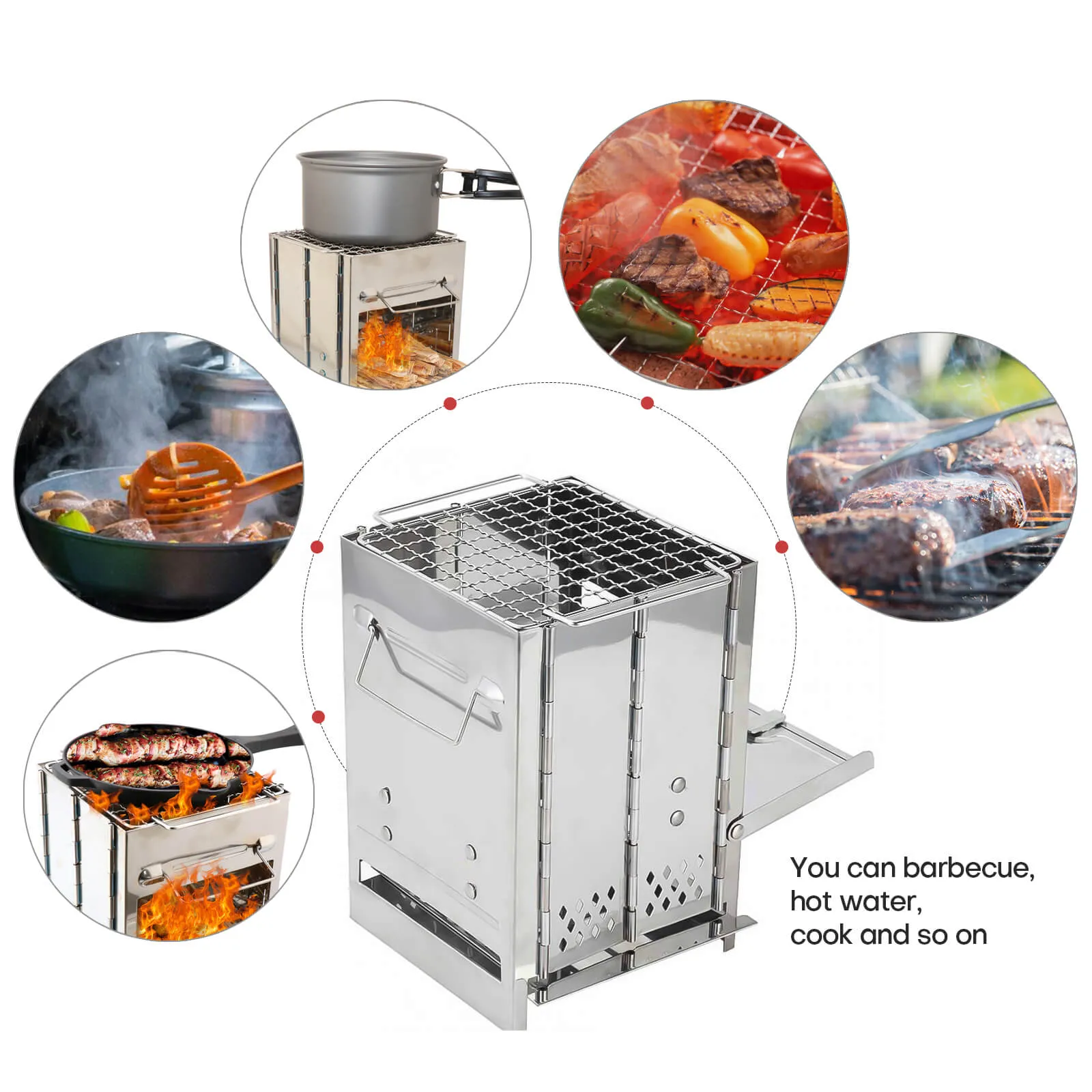 Portable Stainless Steel Camping Wood Alcohol Burning Stove