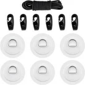 PVC D Rings Patches with Elastic Bungee Cords and Hooks for Inflatable Boat Kayak Dinghy Deck Stand Up Paddleboard Rafting Accessories