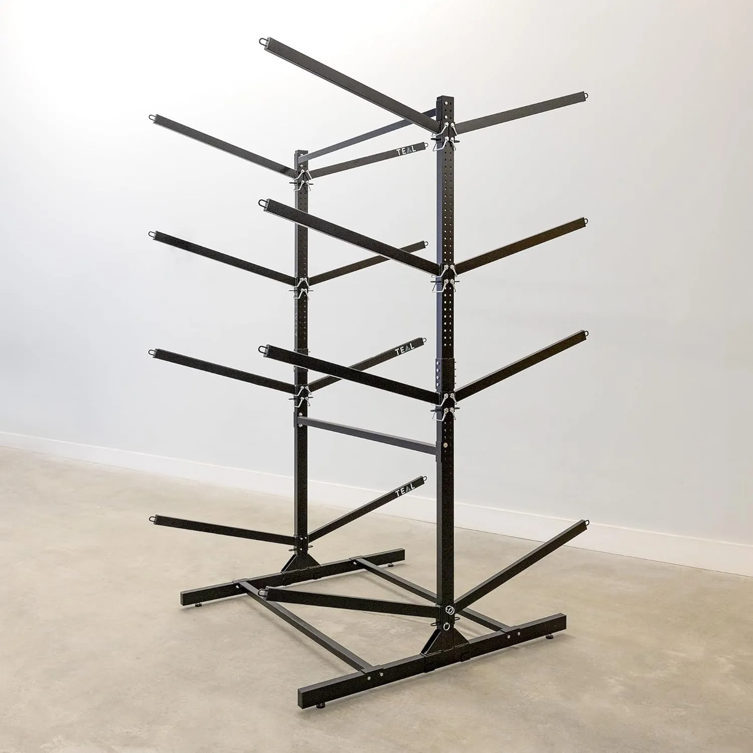 Teal Triangle Freestanding Kayak Storage Rack - Storage Rack for 8 Kayaks or Canoes - Premium Kayak Stand for Outdoor and Indoor - Adjustable Kayak Holder and Canoe Storage Stand