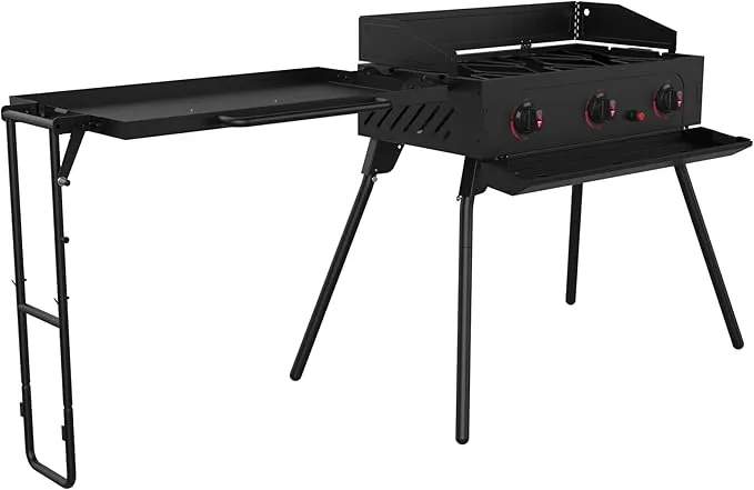 Thiessens 3-Burner Portable Camp Stove with Folding Prep Station