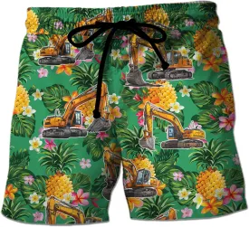 V-DECORPARKS Excavator Mens Swim Trunks - Excavators Swimming Trunk for Men - Beach Shorts, Mens Swim Shorts 40