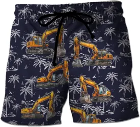 V-DECORPARKS Excavator Mens Swim Trunks - Excavators Swimming Trunk for Men - Beach Shorts, Mens Swim Shorts 40