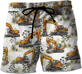 V-DECORPARKS Excavator Mens Swim Trunks - Excavators Swimming Trunk for Men - Beach Shorts, Mens Swim Shorts 40