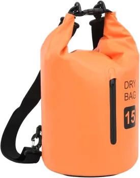 Waterproof Dry Bag with Zipper, 4 Gallon Capacity, Lightweight PVC, Orange and Black for Outdoor Adventures
