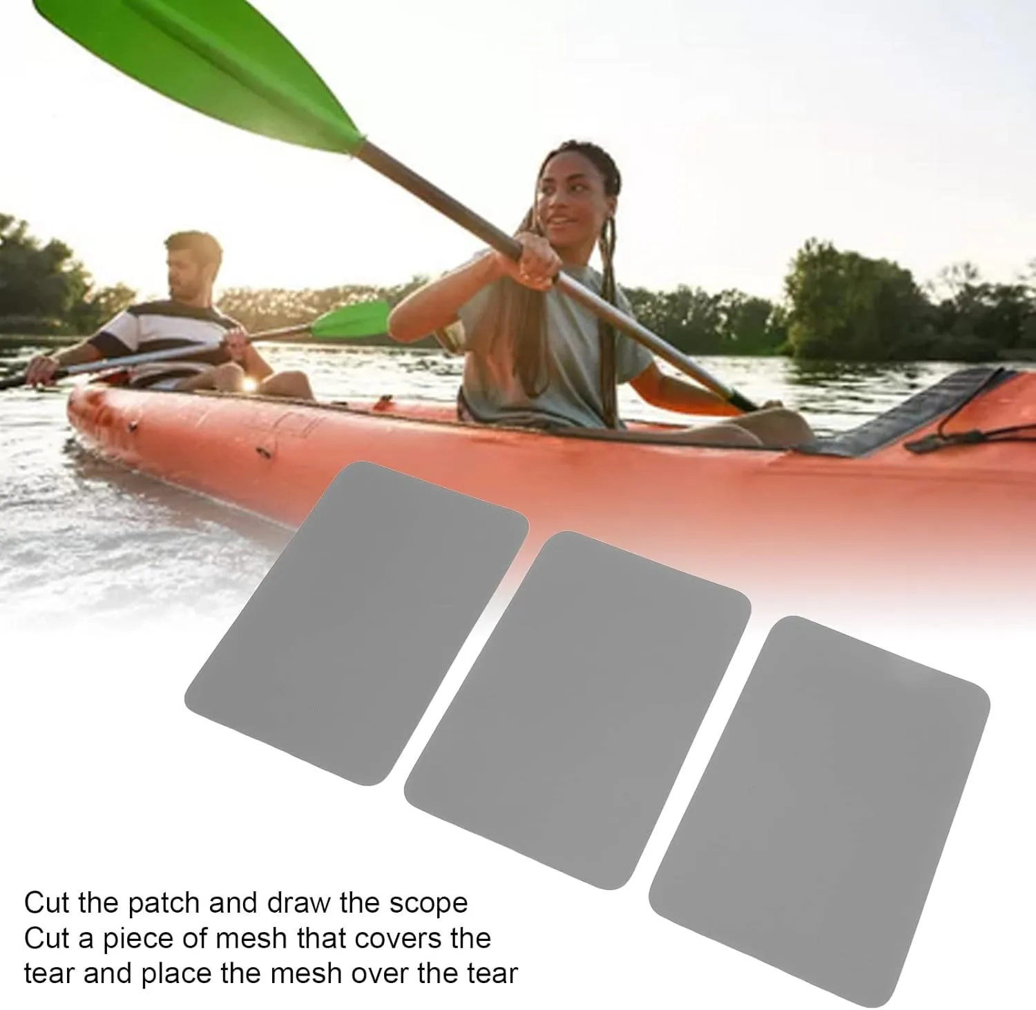 Waterproof Kayak Patch Set - 3 PCS PVC Raft Repair Patches for Inflatable Boat and Canoe(Gray)