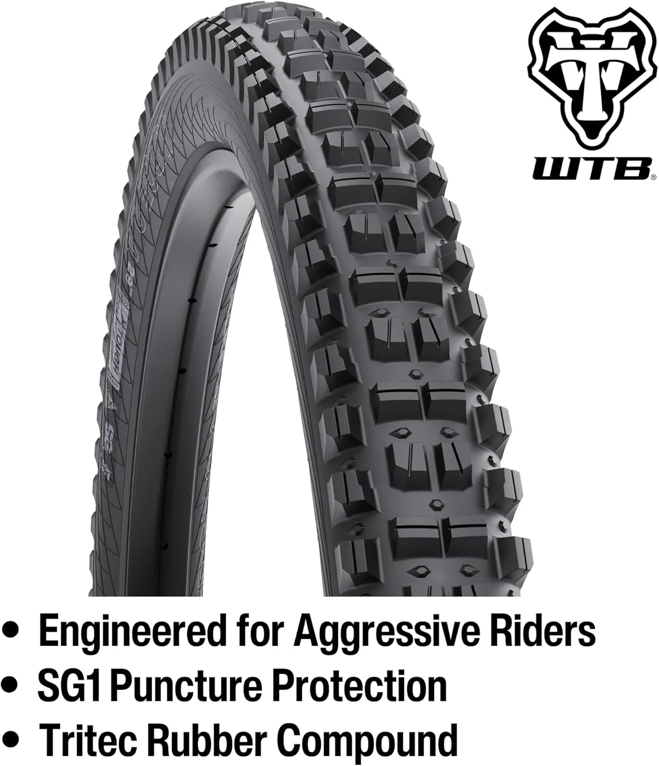 WTB Judge 2.4" Mountain Bike Rear Tire, Enduro & Gravity, Tubeless Ready Folding Bead, Available in 27.5" or 29", TriTec Compound, SG1 or SG2 Puncture Protection, High Grip for Wet & Loose Conditions